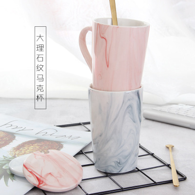 Creative gift mugs ins ceramic marble cup gift box set customized wedding companion gift