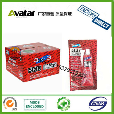 3+3 RED Black grey blue red white RTV Acetic Silicone sealant Gasket Maker 