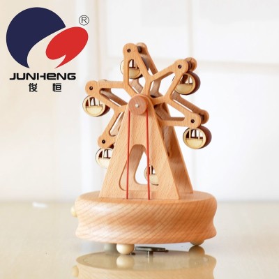 Direct Selling European Ferris Wheel Home Decoration Christmas Music Box Solid Wood Sky City Music Box Customizable Lettering