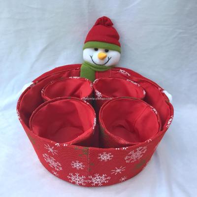 Foreign sales straw basket Christmas snowman holiday gifts home candy basket