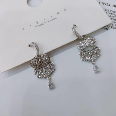 New Korean Style Retro Cute Little Owl Stud Earrings Diamond Women's All-Match Fashion Earrings Earrings