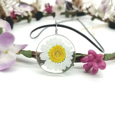 Time gem glass handwork true flower plant act the role ofing necklace dry flower crystal chrysanthemum sunflower forest department 30mm