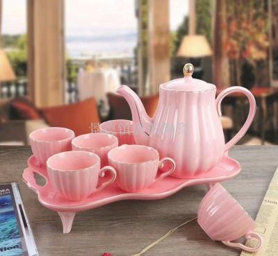 Jingdezhen new 8 head jingua water ware firing water ware tea ware coffee ware cup and saucer foreign trade cup gift