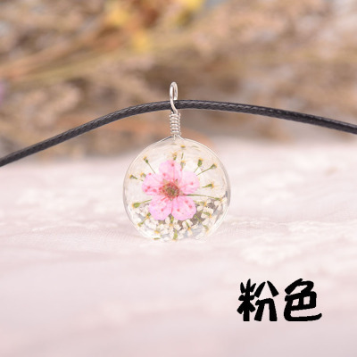 Korean retro real flower double color daffodil necklace natural handmade jewelry spring and autumn dry flower pendant accessories