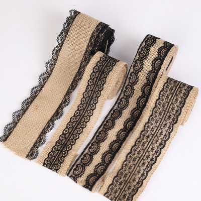 Manufacturers stock supply of black lace linen roll a roll of 2 meters can be customized style specifications of packaging materials