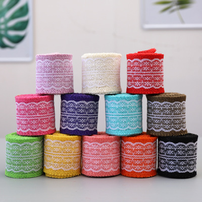 Manufacturers sell 6 cm color linen roll clothing shoes and hats decorative accessories multi - color linen lace ribbon