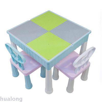 Hualong Factory Direct Educational Toys Children's Early Education Plastic Building Table Particle Assembled Multi-Functional Study Table