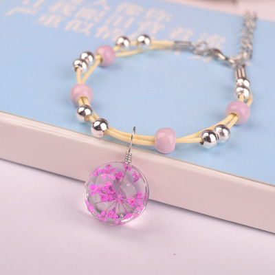 Sen department girl porcelain true flower, dry flower bracelet glass ball full sky star ornaments lace flower student specimens