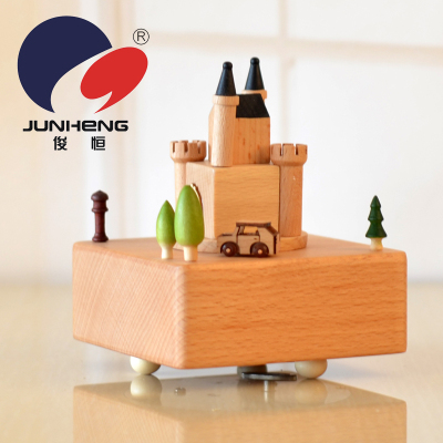 Junheng Spot European Castle Sky City Clockwork Music Box Music Box Wooden Craftwork Small Gift Decoration