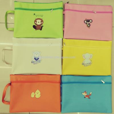 TRANBO Cartoon printing single double pocket zipper bag with handle A4