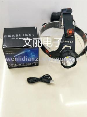 New multi-function charging head lamp LED strong bald head lamp USB charging head lamp miner's head lamp