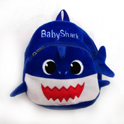 Children's Double Pull Shark Schoolbag Cartoon Plush School Bag Wholesale Backpack Kindergarten Backpack