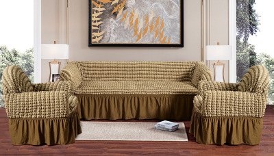Seersucker Bubble Lattice Sofa Cover All-Inclusive Elastic Two-Color Quilted Simple Fabric Sofa Cover Support Customization