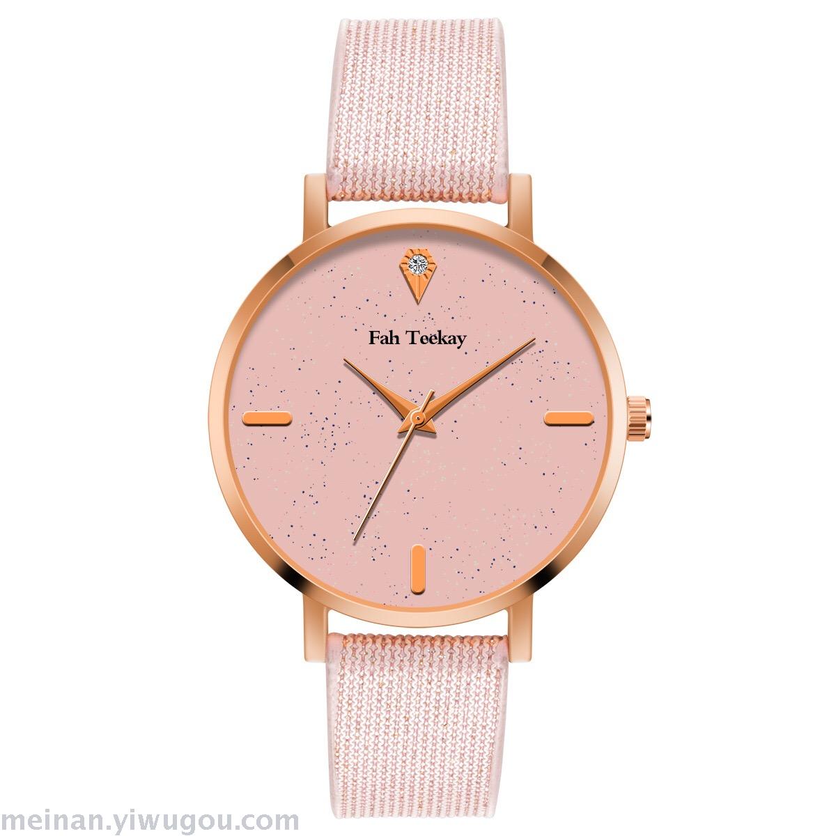 韩版十二点钻星空面简约女士石英表