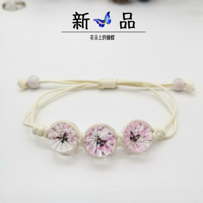 Manufacturers wholesale flower bracelet butterfly lace really flowers woven hand ornaments sen department eternal lady plant rice white