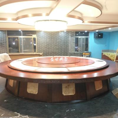 Shandong heze five-star hotel solid wood electric table customized club new Chinese style marble rotary table