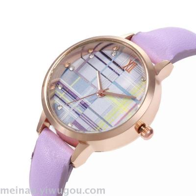 Hot style ins personality stripe creative ladies with diamond belt watch