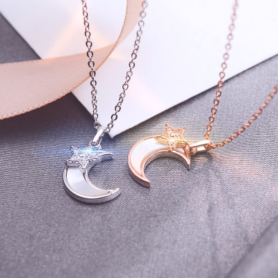 Star moon necklace of Korea new fund of 100 build contracted girl Star moon clavicle chain web celebrity with money act the role of wholesale
