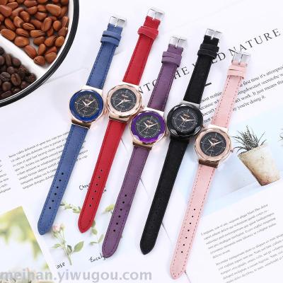 The new Korean velvet ladies watch with color crystal face