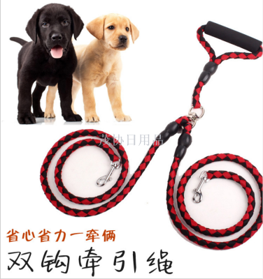 Brand new quality hand braided double end lead rope one tow two dog lead collar pet supplies