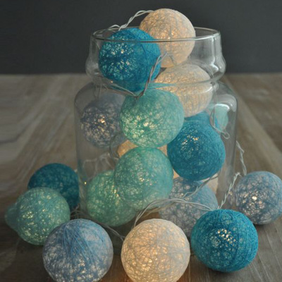 High quality cotton string colored lights Christmas room outdoor decoration string ball lights battery box string lights