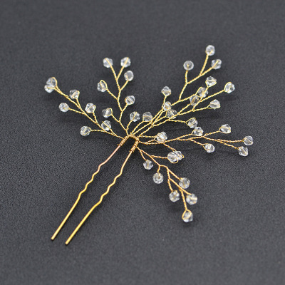 Jirun bride fashion comb crystal hair comb simple cross border for wedding dress hair fork branch accessories tiara