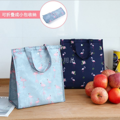 Waterproof collapsibleportable lunch bag flamingo lunch box bag insulation bag lunch bag rice bag picnic bag storage bag
