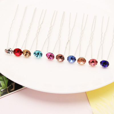 Fashion Popular New Korean Style Single Diamond U-Shaped Hairpin Bride Hair Braiding Jewelry Fashion All-Match Updo Hairpin