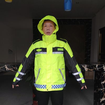 LIKAI cycling reflective raincoat highway traffic protective jacket road safety waterproof fluorescent clothing