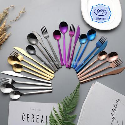 Stainless steel tableware cutlery knife fork spoon coffee spoon set of 4 pieces