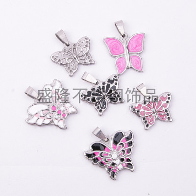 Move the small pendant necklace men and women stainless steel butterfly collarbone lovers necklace ornaments