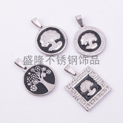 Round, square, stainless steel metal tag necklace bracelet pendant life tree ornaments pendant