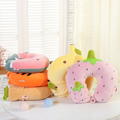 Creative cute fruit patch U pillow travel set air fruit pillow home pillow manufacturers direct sales