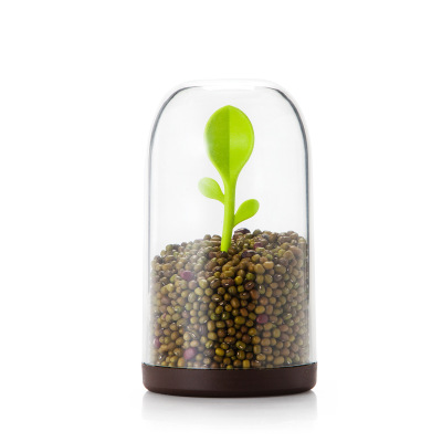 Muti_function storage canister green bud with spoon canister kitchen grain storage canister storage canister