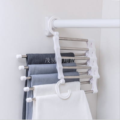 Nakagawa five-in-one stainless steel c pants rack multi-functional douyin variety can be folded multi-layer storage rack