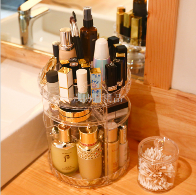 Rotating cosmetics storage box do nishing acrylic dressing table lipstick skin care products transparent desktop shelf