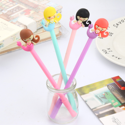 Creative New Cartoon Mermaid Gel Pen Cute Refreshing Black Gel Ink Pen Stationery Office Signature Pen