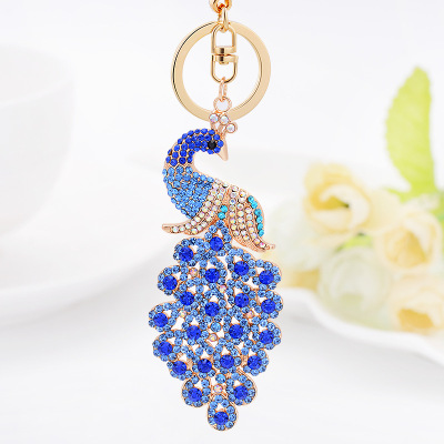 Full diamond peacock key chain pendant metal wrapped car pendant luxury gift decoration
