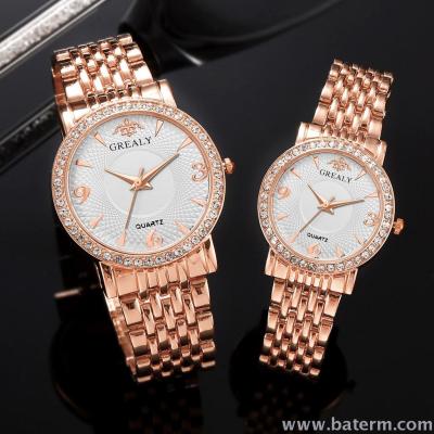 Classic simple diamond set 3,6,9 alloy men and women's watches quartz watch pairs