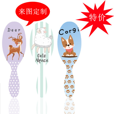 Factory Direct Sales Deer Dog Cartoon Comb Fairy Series Air Cushion Massage Comb Makeup Mirror Set Can Be Customized