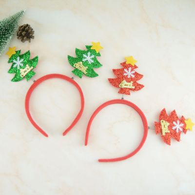 Christmas Headband Thick Coarse Cotton Cloth Tree Shape Head Buckle Party Dress up Supplies Cute Head Buckle Christmas Decoration