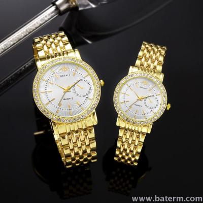 Baterm watch  classic casual simple diamond studded couples watch quartz watch