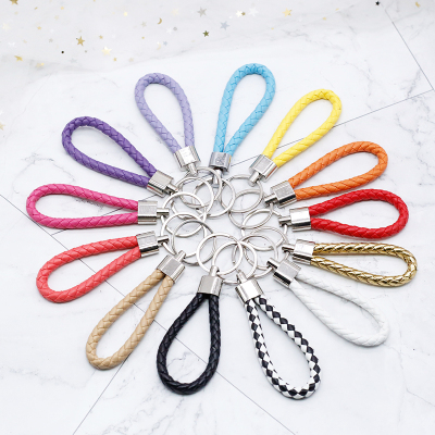 Manufacturers wholesale leather rope key chain PU woven key chain pendant car bag pendant exquisite small gifts