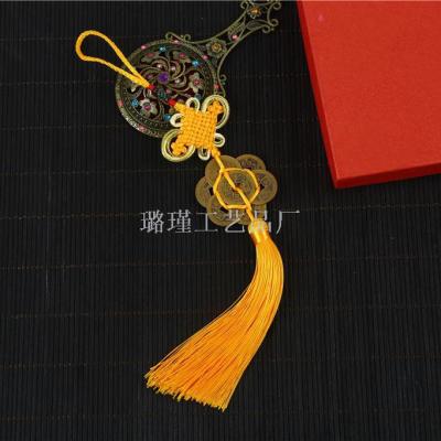 Factory Direct Sales Hot Sale Eight Emperors Real Bronze Plum Blossom Copper Coin Chinese Knot Pendant Safe Chinese Knot Decoration