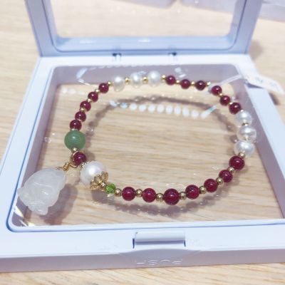 New garnet pearl small foot pendant lady bracelet natural stone crystal diy jewelry bracelet