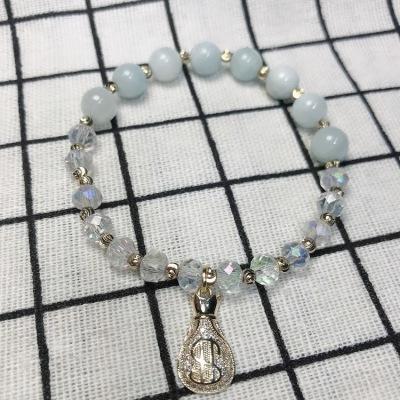Sea blue bao fu bag pendant bracelet sweet and lovely simple style han version of small pure and fresh natural stone crystal jewelry