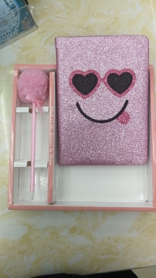 Smiley Notebook Pink Gold Diary A5 Notepad Gift Box