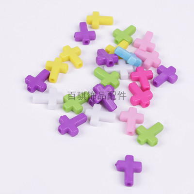 Mixed color acrylic accessories DIY cream glue mobile phone shell accessories cross beads