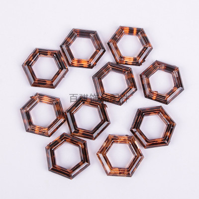 Geometric hexagon single-hole resin ring handmade necklace pendant clothing accessories wholesale