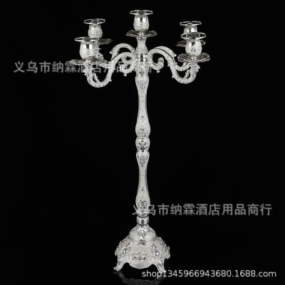 New three-head five-head luxury silver-plated metal alloy hi-end European alloy candlestick home hotel KTV
